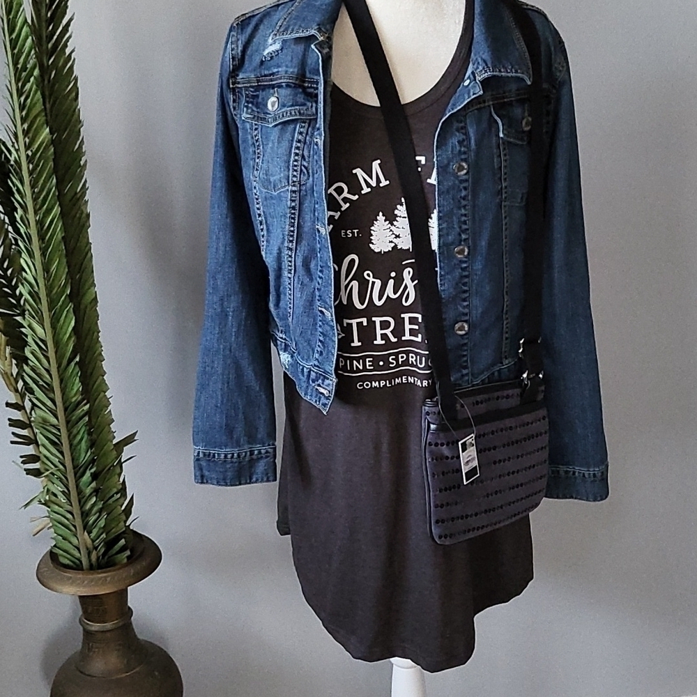 Instant Message charcoal gray short sleeve graphic print dress Size 12/14 - Picture 10 of 10